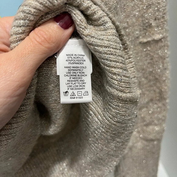 CeCe Cream Turtleneck Sweater Embellished with Micro Silver Sequins Small NWT - Picture 3 of 8